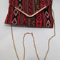 Red/Black Patterned Woven Clutch Crossbody Purse
