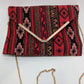 Red/Black Patterned Woven Clutch Crossbody Purse