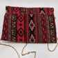 Red/Black Patterned Woven Clutch Crossbody Purse
