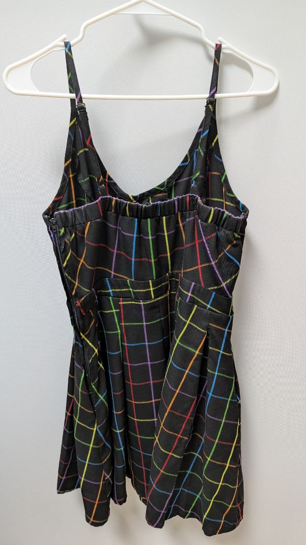 Hot Topic Black/Multicolor Plaid Corseted Mini Dress