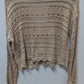 Pink Rose Tan Crochet Knit Cropped Cardigan