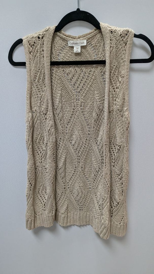Coldwater Creek Tan Crochet Knit Vest