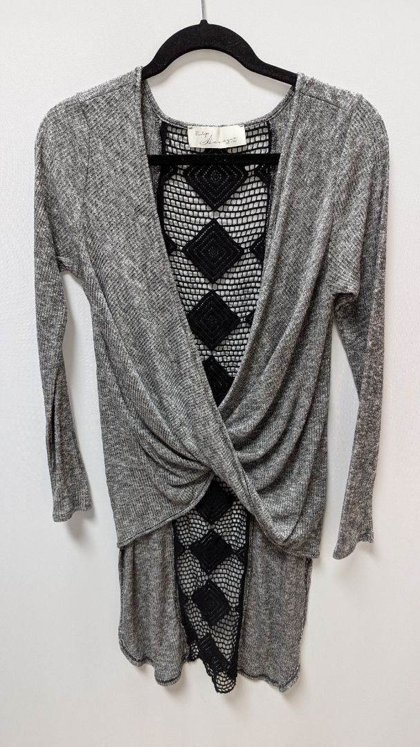 Vintage Havana Grey/Black Crochet-Back Tunic Sweater