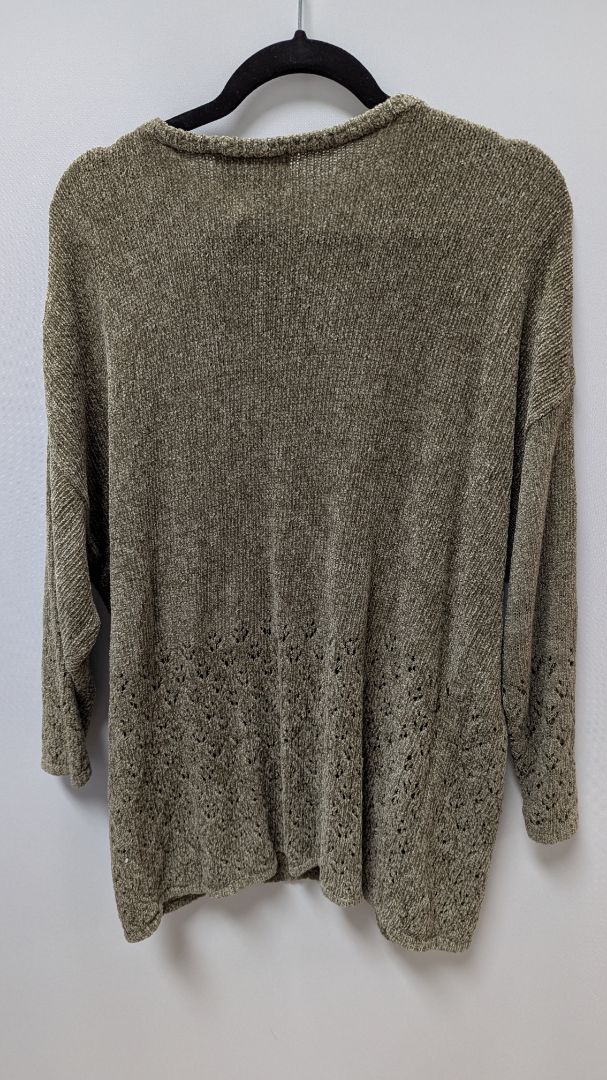Express Tricot Vintage Dark Green Cutout Hem Sweater
