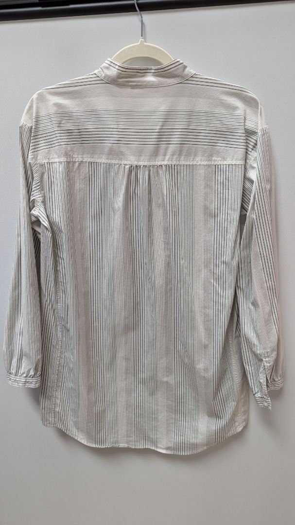 LOFT White/Black Striped Button-Down Blouse