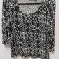 Chico's Dark Grey/White Printed Sheer Tee