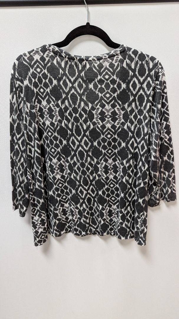 Chico's Dark Grey/White Printed Sheer Tee