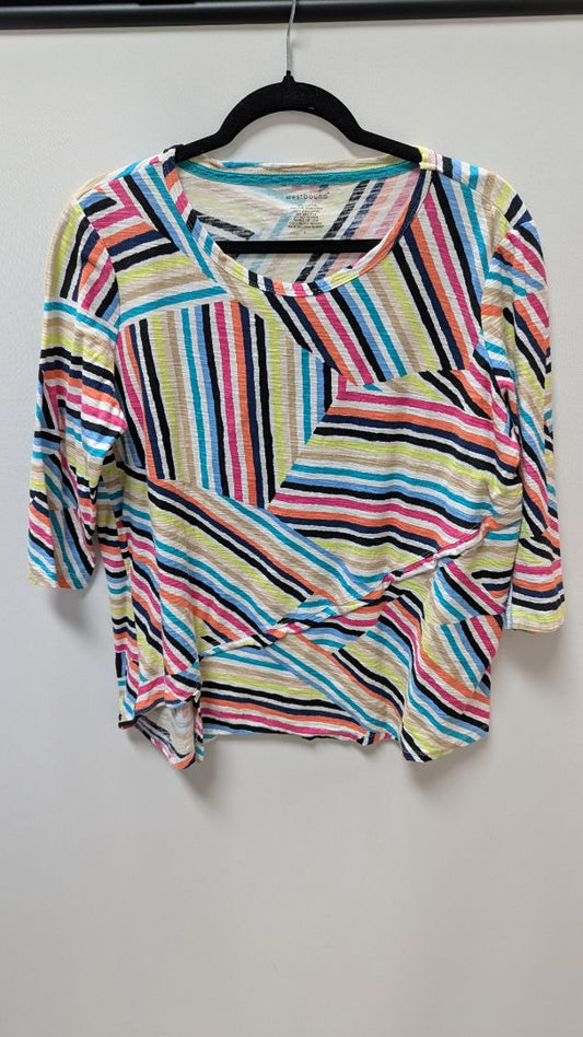 westbound Multicolor Striped Ruffled Crepe Tee