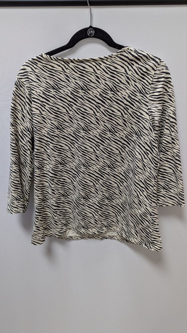 westbound Ivory/Black Zebra Striped 3/4 Sleeve Tee