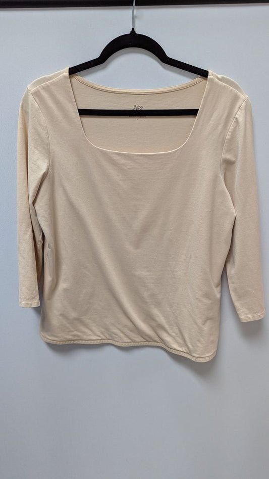 J.Jill Beige Supersoft Square Neck Tee