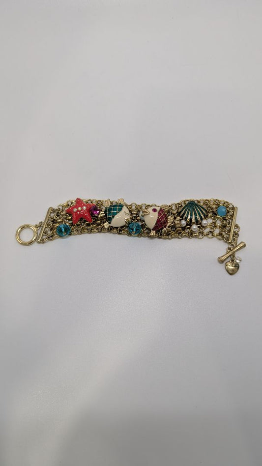 Betsey Johnson Gold "Under the Sea" Charms Bracelet