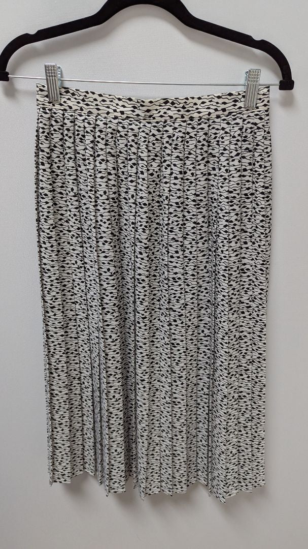 St. Michael UK White/Black Printed Pleated Maxi Skirt