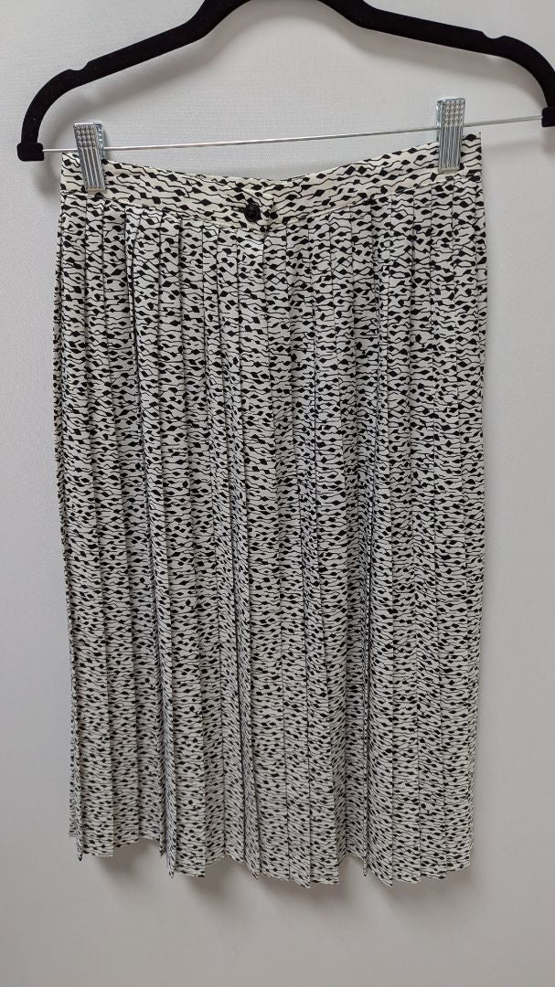 St. Michael UK White/Black Printed Pleated Maxi Skirt