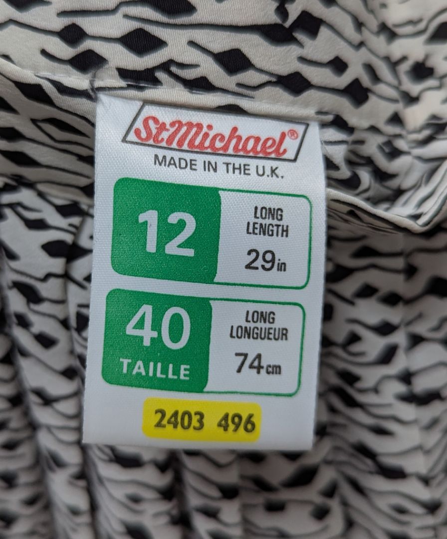 St. Michael UK White/Black Printed Pleated Maxi Skirt