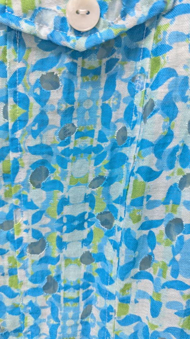 Linear Blue/Green Sheer Button-Down Casual Jacket