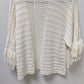 Cabi Ivory White V-Neck Crochet Fringe Sweater