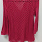 Chico's Deep Pink Crochet Knit V-Neck Sweater