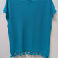 Tommy Bahama Turquoise Fringed Sheer Knit Blouse