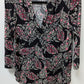 Charter Club Black Floral V-Neck Blouse