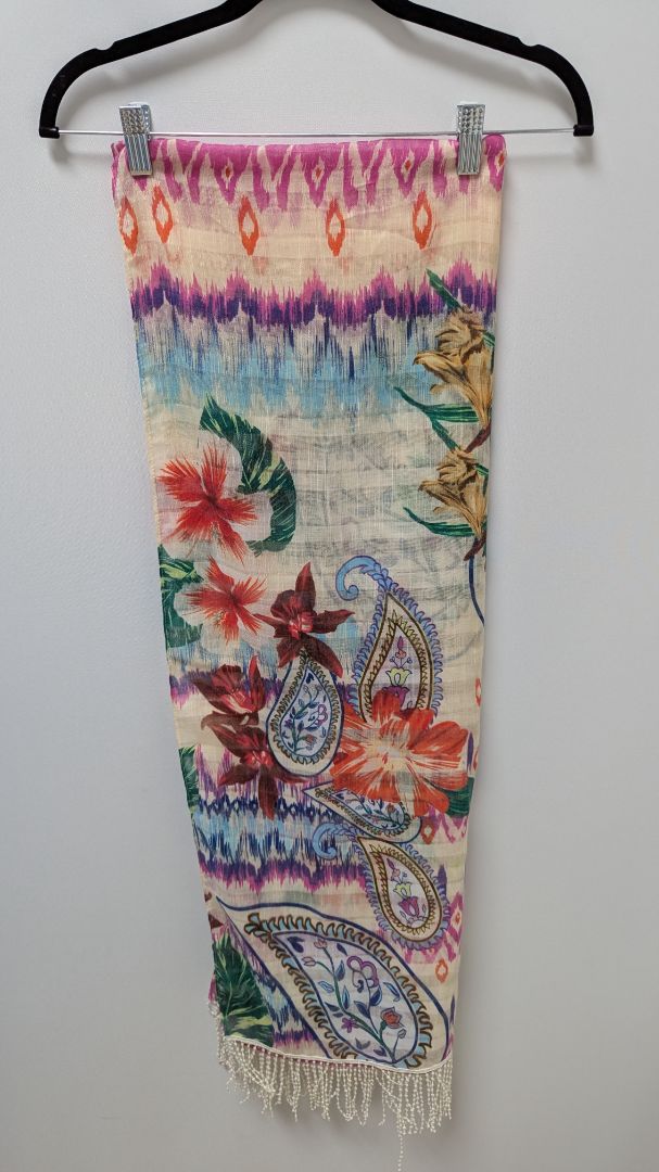 Multicolor Mixed Paisley Patterned Scarf