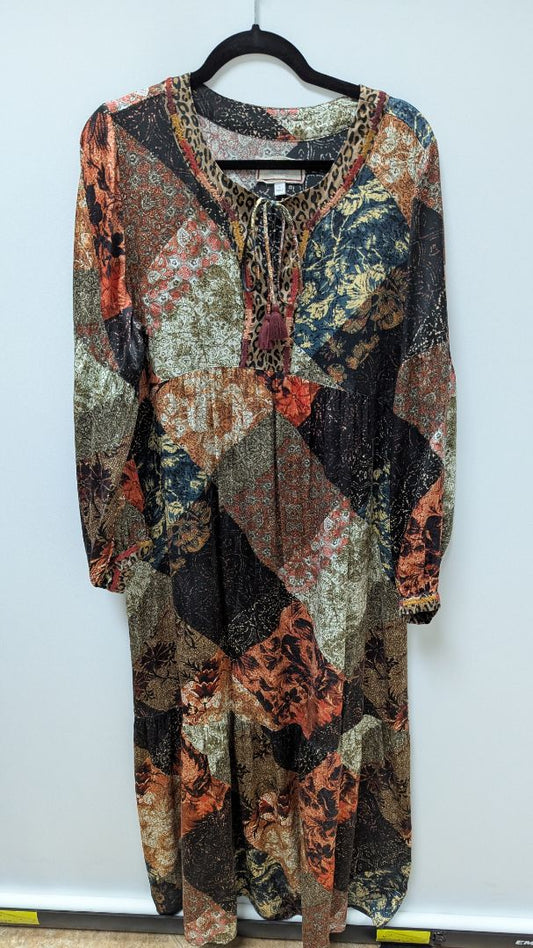 Johnny Was Workshop Multicolor Silk Printed Maxi Dress