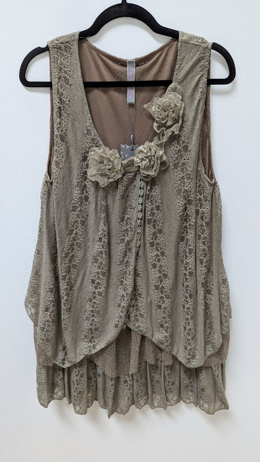 Pretty Angel Brown Lace Sleeveless Dress