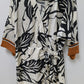 INC Ivory/Black Kimono Printed Wrap Dress