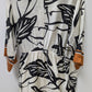 INC Ivory/Black Kimono Printed Wrap Dress