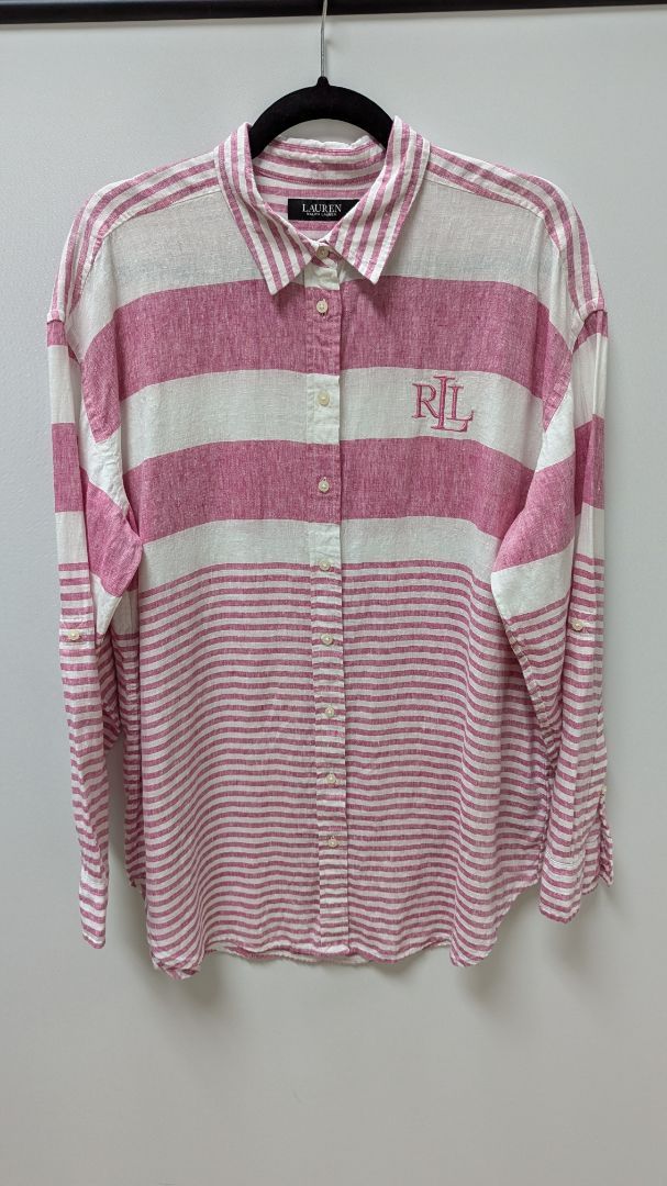 Lauren Ralph Lauren Pink/White Striped Blouse