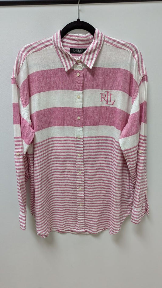 Lauren Ralph Lauren Pink/White Striped Blouse
