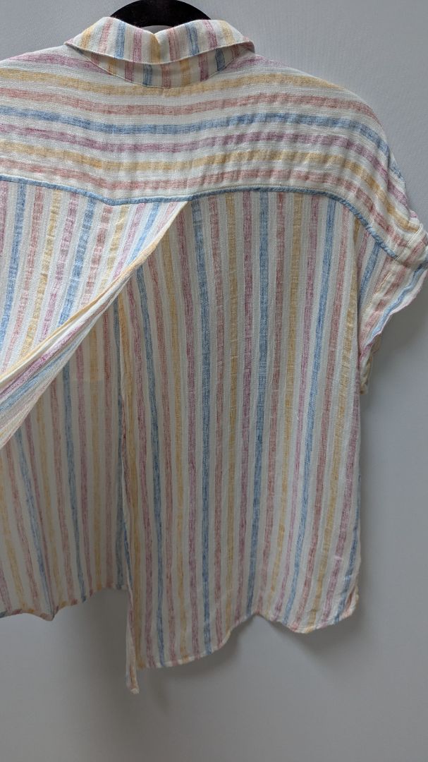 Lucky Brand Ivory Pastel Striped Button-Down Blouse