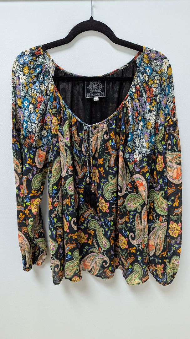 Johnny Was Multicolor Paisley Adele Blouse