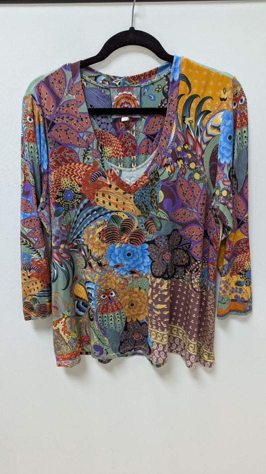 Johnny Was Multicolor Madison Favorite 3/4 Sleeve Tee