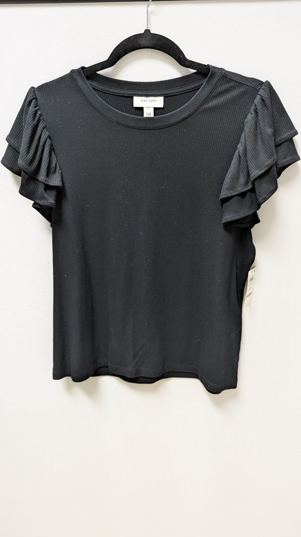 ON 34TH Deep Black Resort Ruffle Sleeve Tee