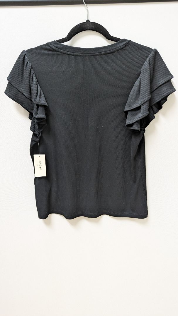 ON 34TH Deep Black Resort Ruffle Sleeve Tee
