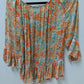 Democracy Orange Floral Peasant Blouse