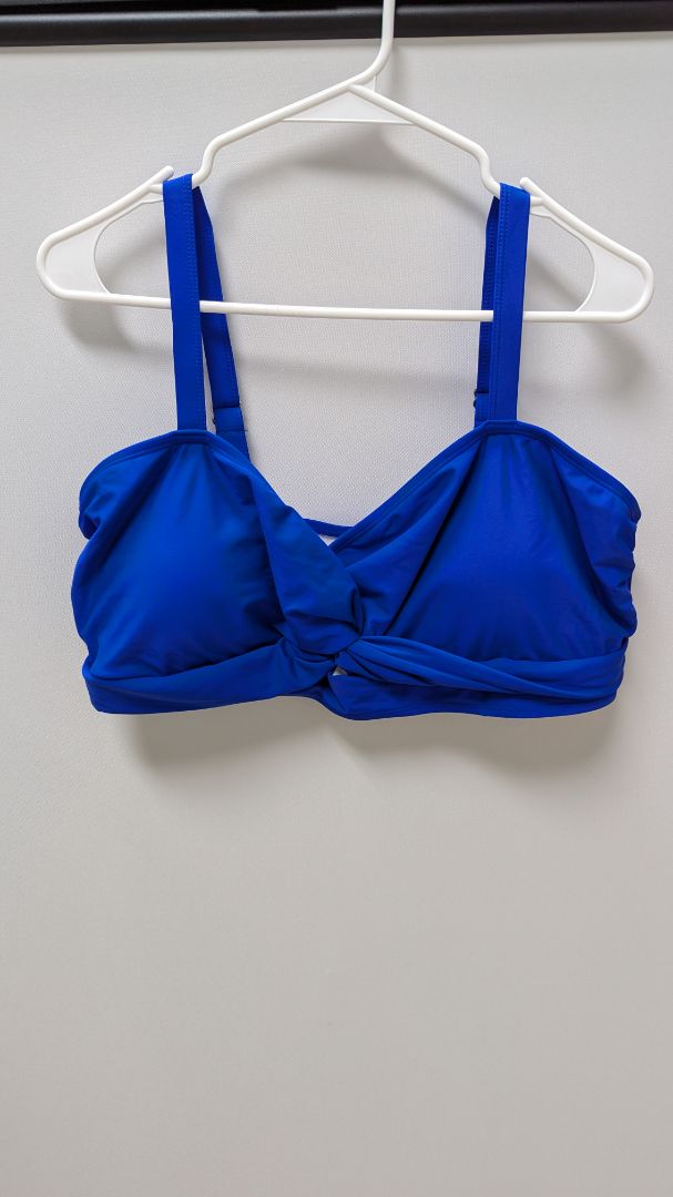 Deep Blue Twisted Swim Top