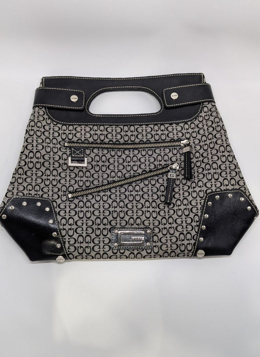 Guess Black Logo Zippered Tote Bag Purse