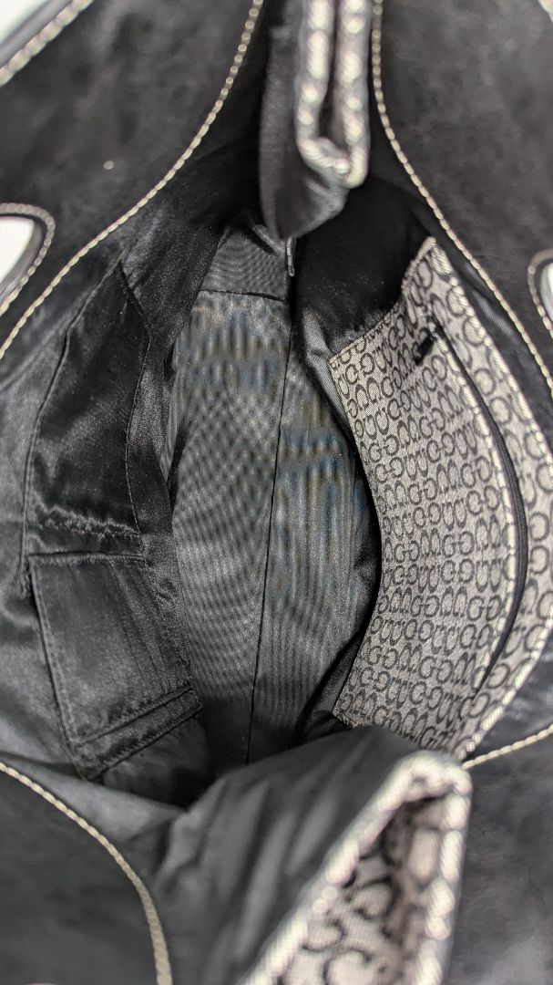 Guess Black Logo Zippered Tote Bag Purse