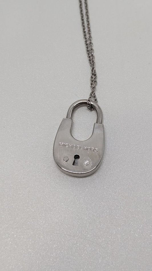 Michael Kors Silver Padlock Pendant Necklace