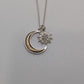 Rain Silver/Tan Moon Earrings & Necklace Set