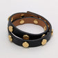 Tory Burch Black Double-Wrap Logo Stud Bracelet