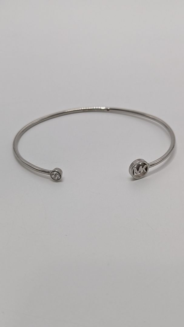 Michael Kors Silver/White Crystal Open Bangle Bracelet