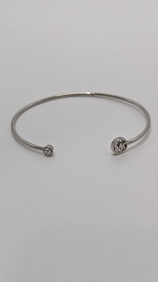 Michael Kors Silver/White Crystal Open Bangle Bracelet