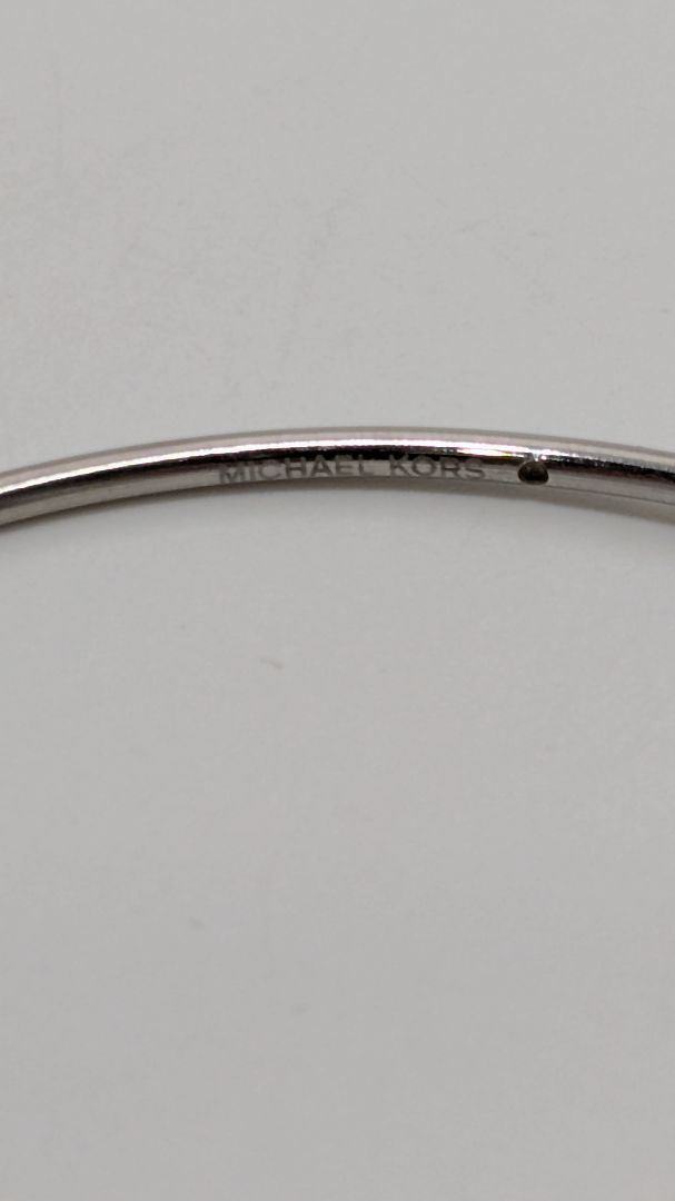 Michael Kors Silver/White Crystal Open Bangle Bracelet