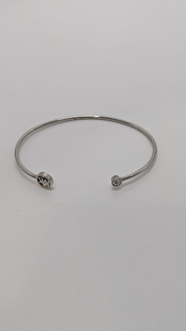 Michael Kors Silver/White Crystal Open Bangle Bracelet