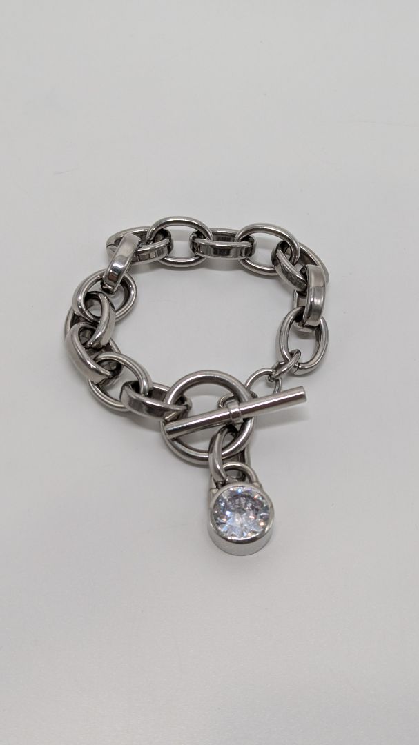 Michael Kors Silver/White Crystal Chain Bracelet