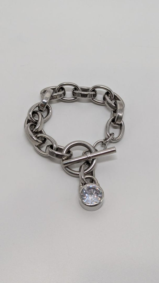 Michael Kors Silver/White Crystal Chain Bracelet