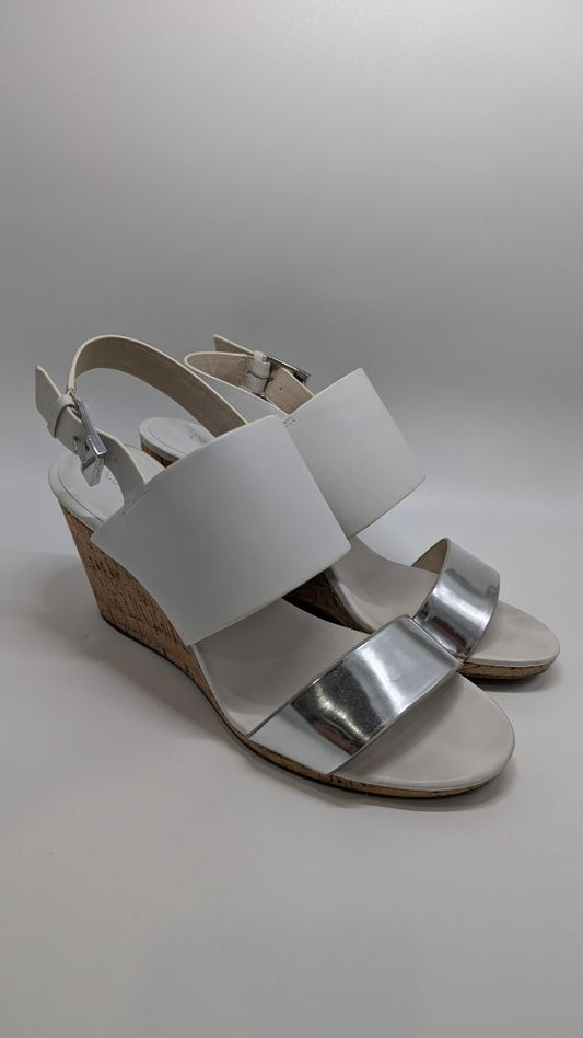 Calvin Klein Silver/White Bibbi Mirror Wedges