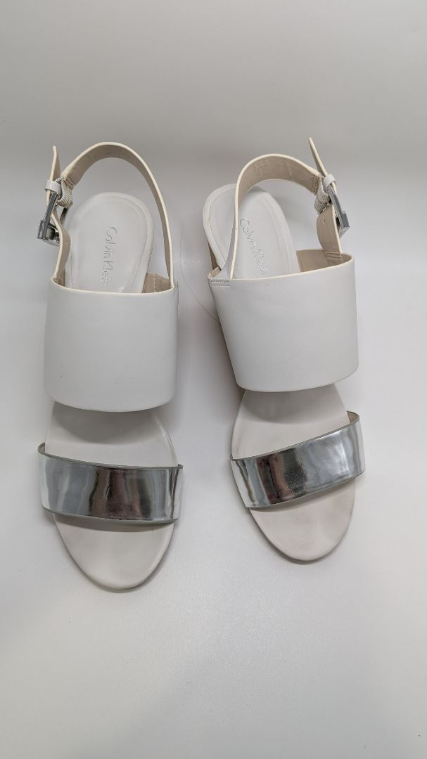 Calvin Klein Silver/White Bibbi Mirror Wedges